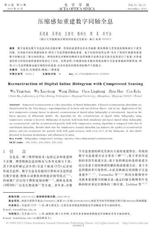 压缩感知重建数字同轴全息_吴迎春