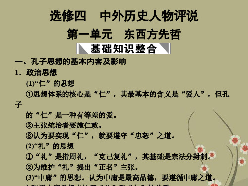 高三历史一轮复习 第1单元 东西方先哲课件 岳麓版选修4