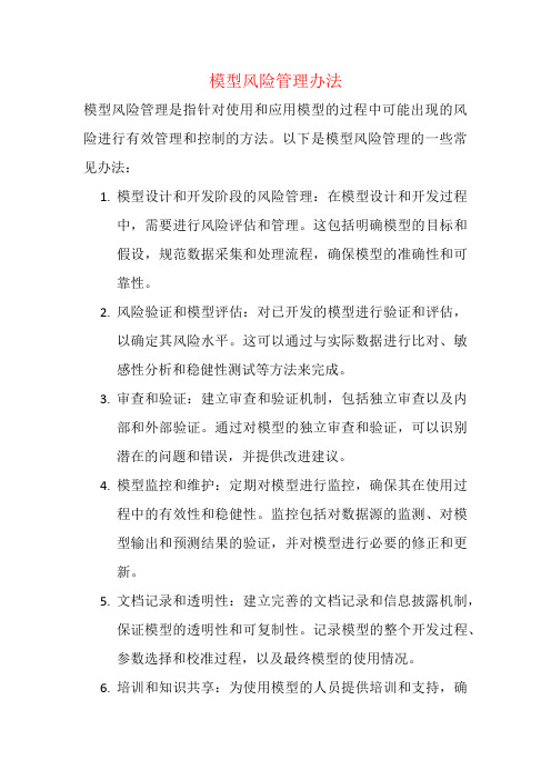 模型风险管理办法