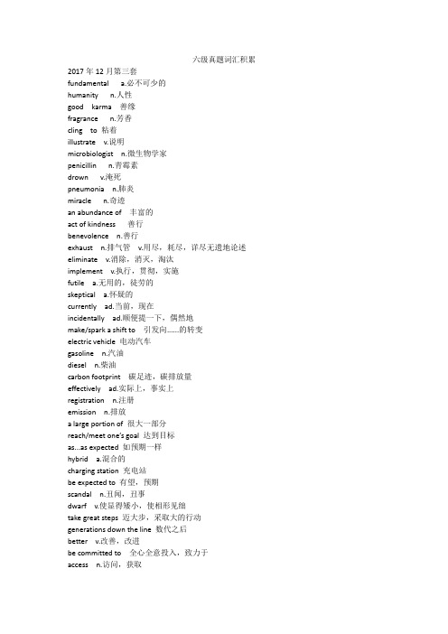 2017年英语六级真题词汇积累第二篇