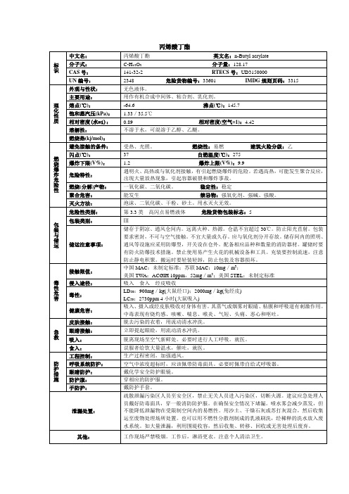 丙烯酸丁酯化学品安全技术说明书MSDS