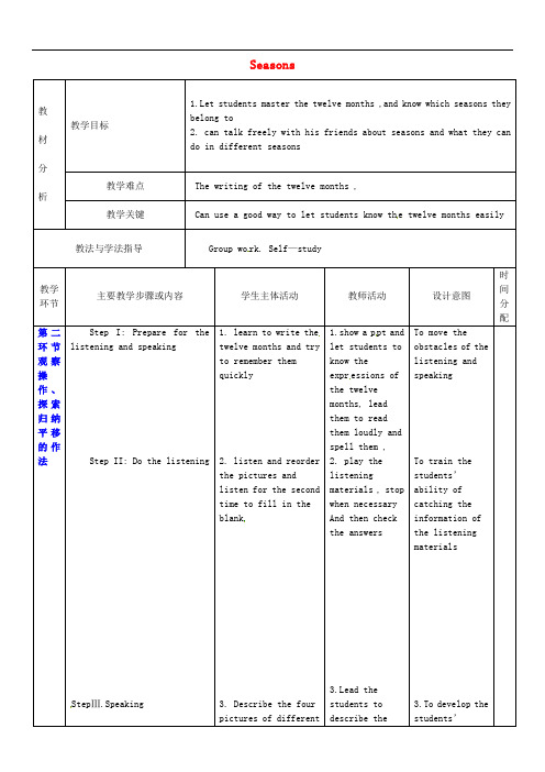 广东省深圳市文汇中学七年级英语上册 Unit 4 Seasons
