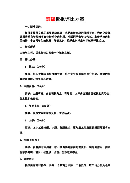班级板报评比方案