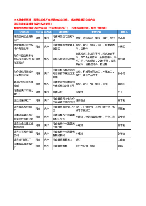 2020新版河南省焦作螺钉工商企业公司名录名单黄页大全13家