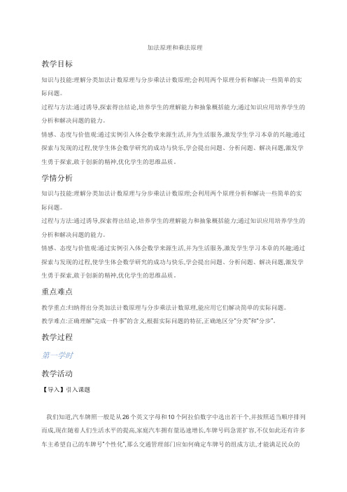 【全国百强校】山西省忻州市第一中学高考数学复习学案(无答案)加法原理和乘法原理1