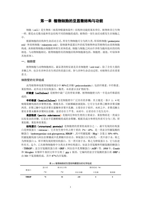 植物细胞的亚显微结构与功能