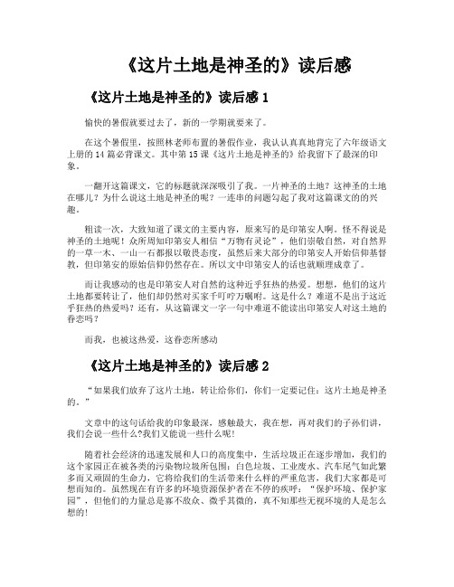 《这片土地是神圣的》读后感
