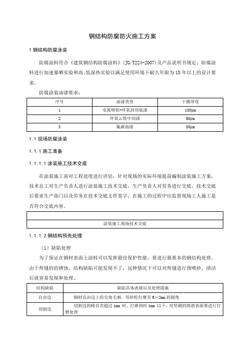 钢结构防腐防火施工方案