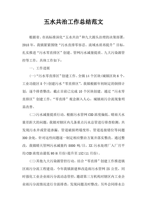 五水共治工作总结范文