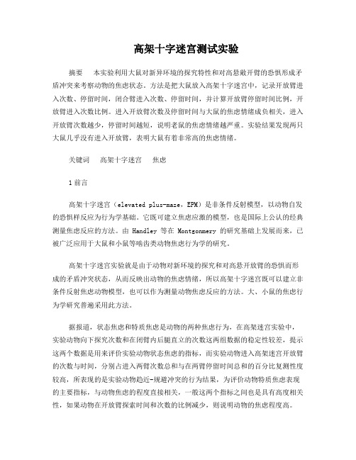高架十字迷宫测试实验