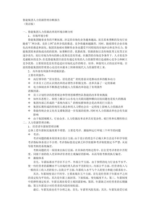 鲁能集团人力资源管理诊断报告简洁版