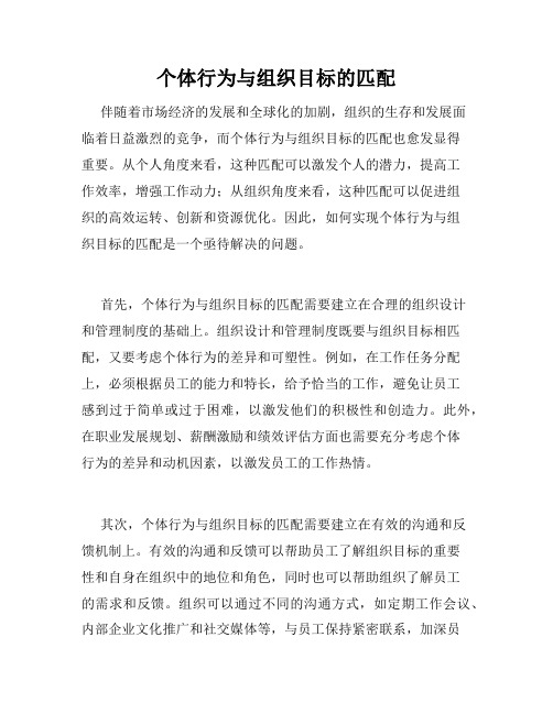 个体行为与组织目标的匹配