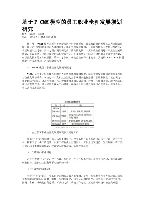   基于P-CMM模型的员工职业坐涯发展规划研究 