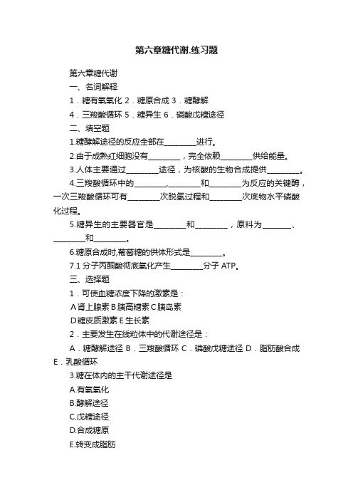 第六章糖代谢.练习题