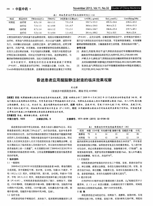 昏迷患者应用醒脑静注射液的临床效果观察