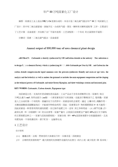 年产80万吨尿素化工厂设计