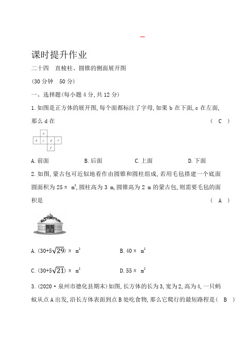 湘教版初三数学九下课时提升作业 二十四中考