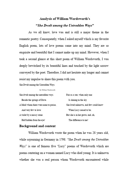 Analysis of William Wordsworth's poem