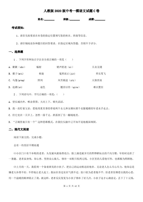 人教版2020版中考一模语文试题C卷(模拟)