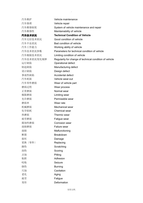 汽车维护专业英语