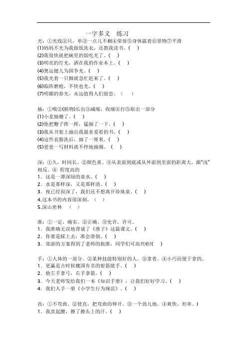小学毕业班一字多义  练习