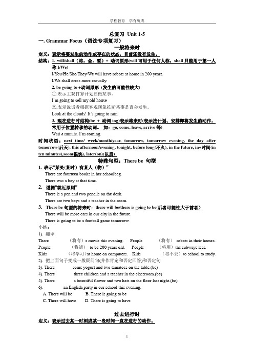 新目标英语八年级下Unit1—5单元语法考点梳理及精练