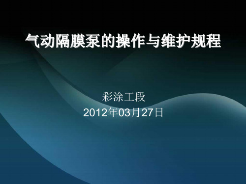气动隔膜泵的操作与维护规程资料