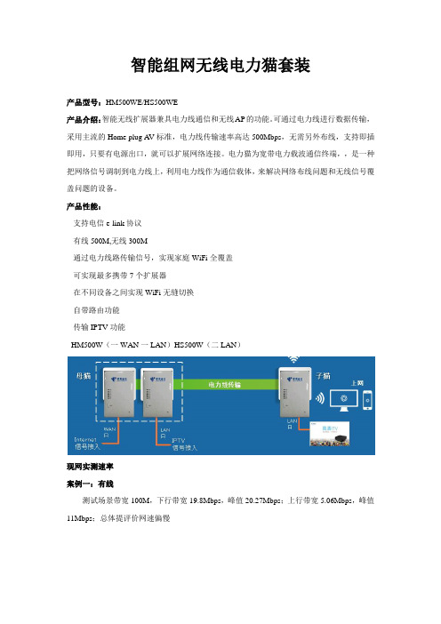 智能组网无线电力猫套装-测试结果