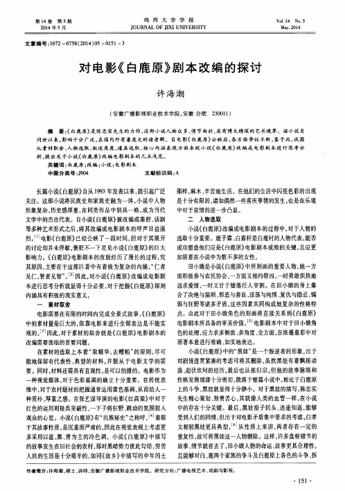 对电影《白鹿原》剧本改编的探讨