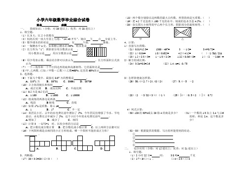 北师大版小学升初中数学毕业试卷