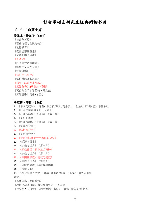 社会学专业经典阅读书目 (1)