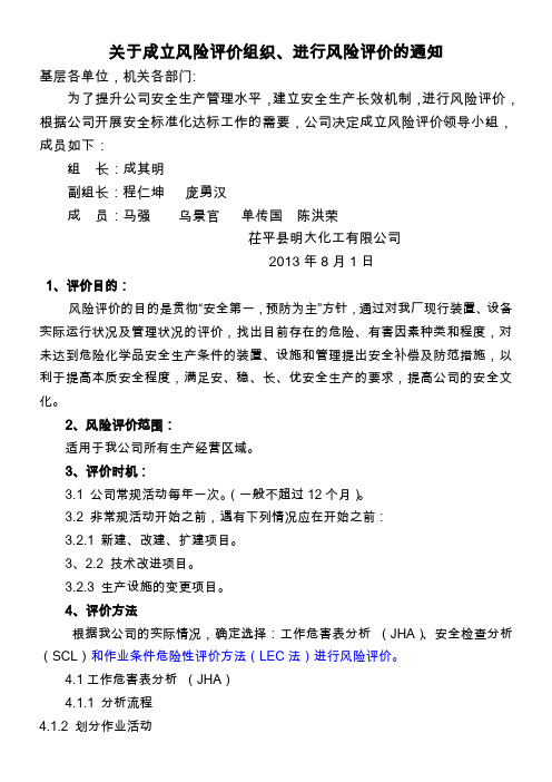 成立风险评价组织文件