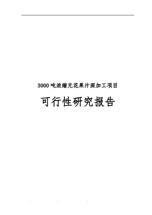 3000吨浓缩无花果汁深加工项目可行性实施报告