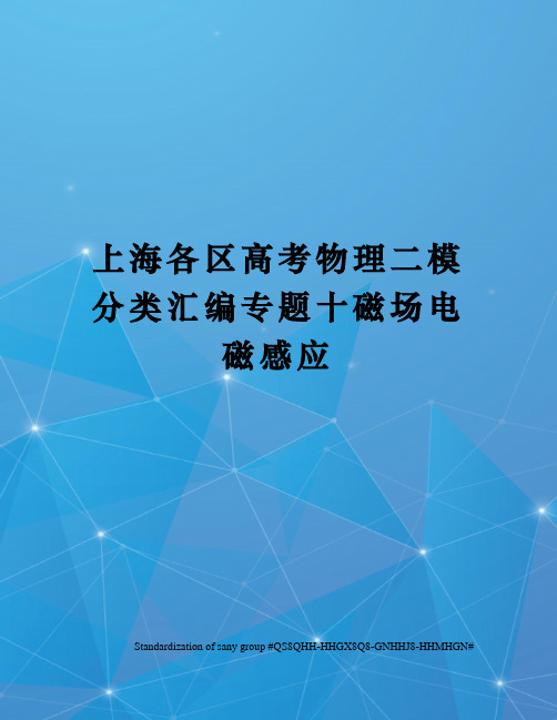 上海各区高考物理二模分类汇编专题十磁场电磁感应