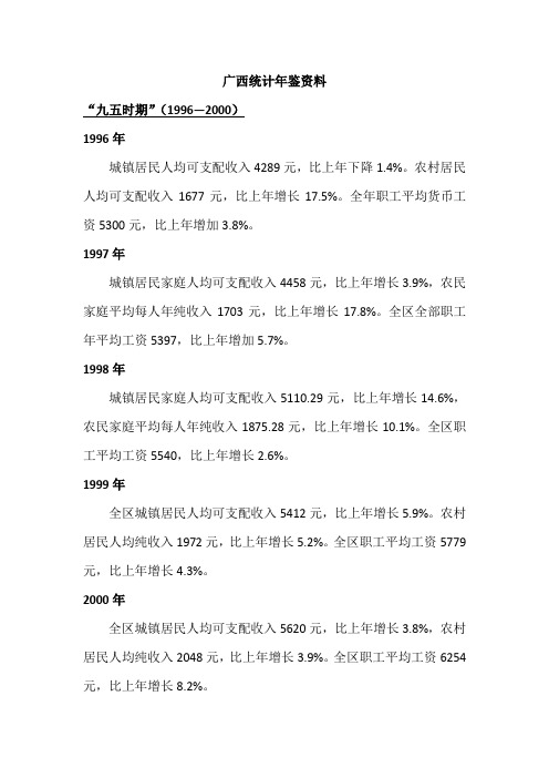 广西各年平均工资统计