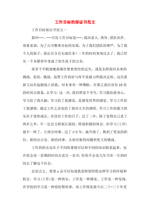 工作目标的保证书范文