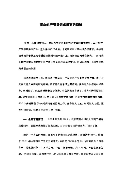 商业地产项目完成招商的经验