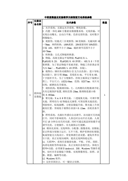 中药显微鉴定实验教学无线智能互动系统参数