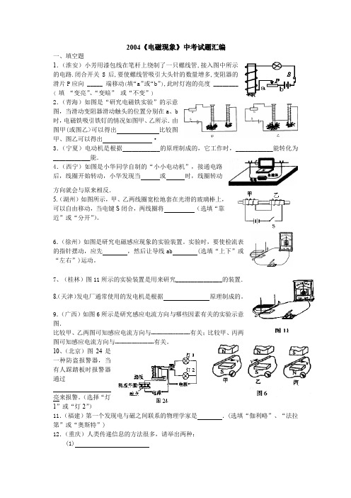 2004电磁现象中考试题汇编