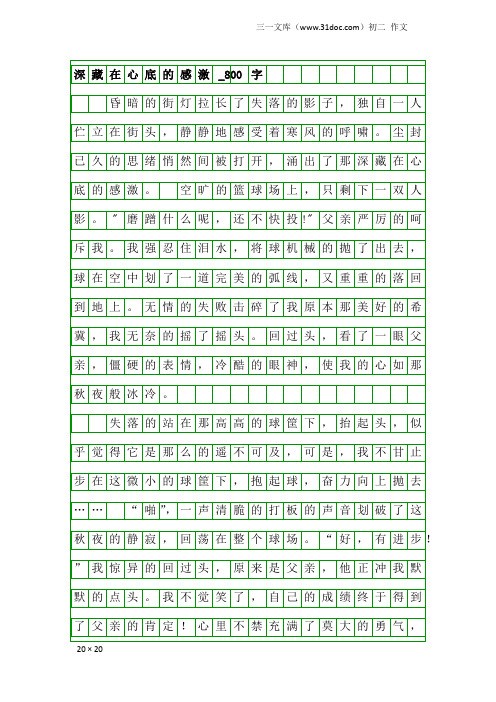 初二作文：深藏在心底的感激_800字
