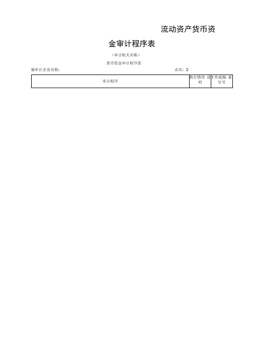 流动资产货币资金审计程序表
