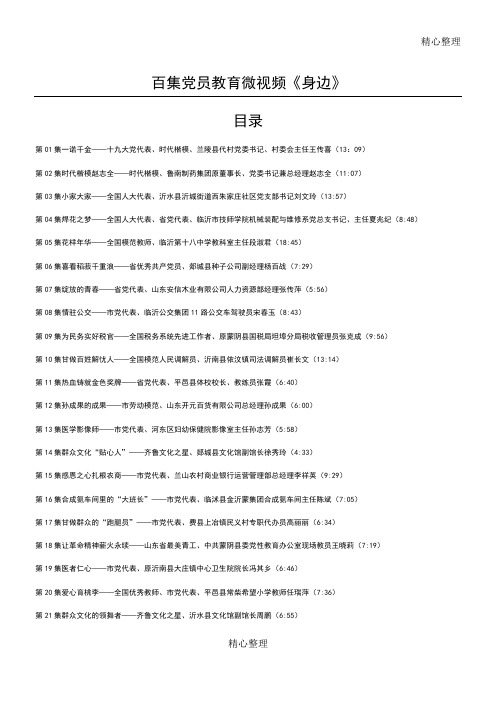 00百集党员教育微视频《身边》目  录