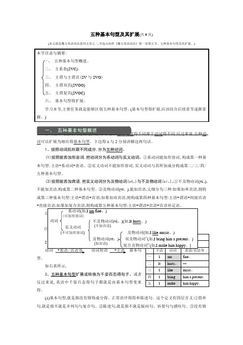 五种基本句型及其扩展