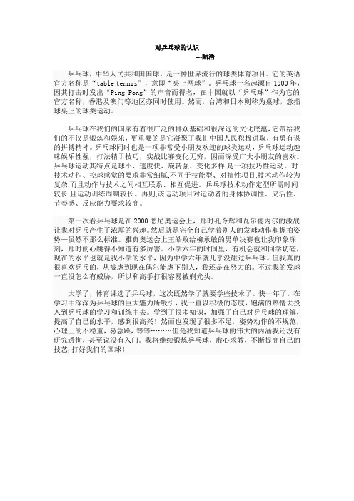 对乒乓球的认识