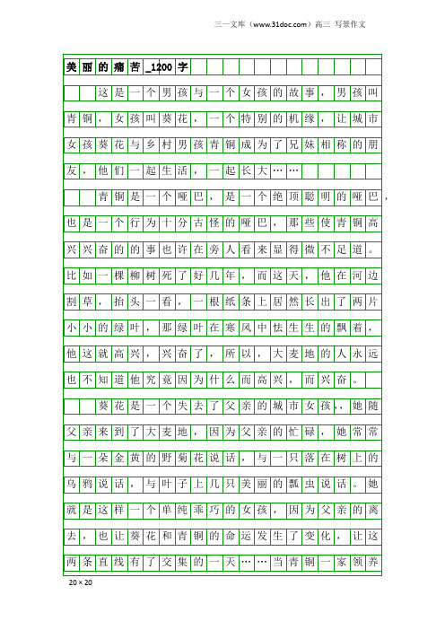 高三写景作文：美丽的痛苦_1200字