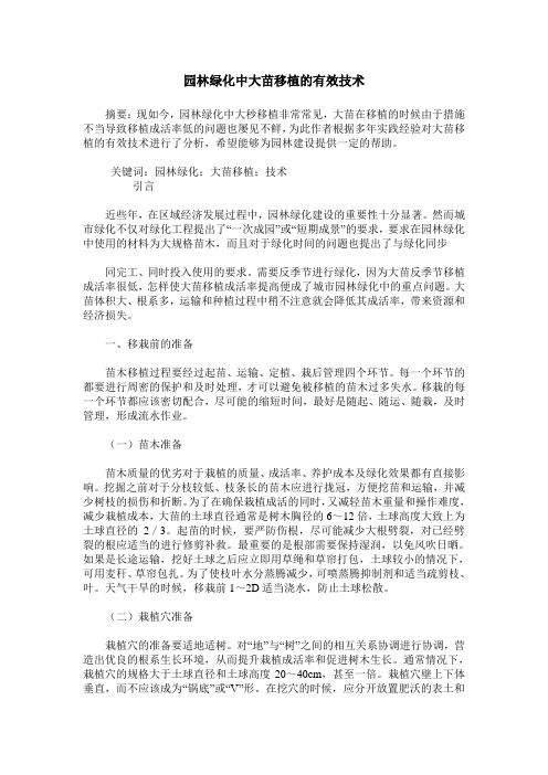 园林绿化中大苗移植的有效技术