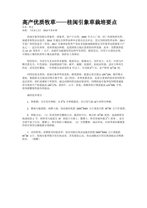 高产优质牧草——桂闽引象草栽培要点