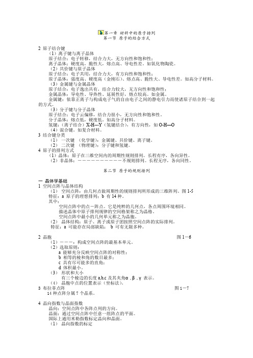 材料科学基础基础知识点总结