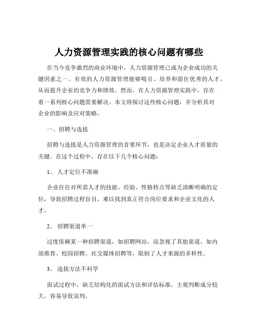 人力资源管理实践的核心问题有哪些