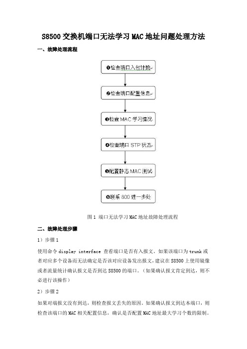 S8500交换机端口无法学习MAC地址问题处理方法